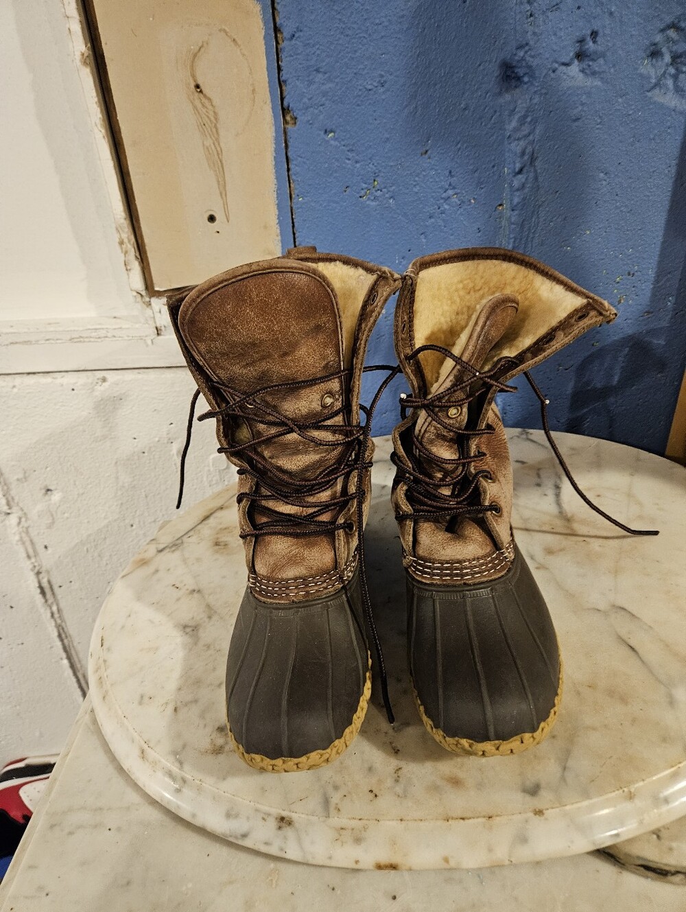 LL Bean Hunting Fur Lined Winter Duck Rain Shoes Boots Size 8 M Made in USA